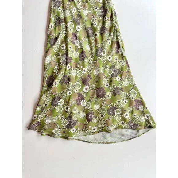 Aritzia WILFRED Bellow Green Floral Crepe Gathered Bust Midi Slip Dress, Size 2 - Picture 7 of 15